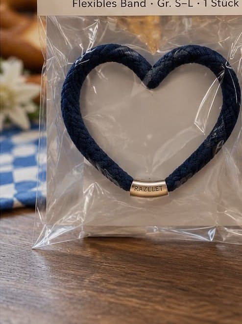 Herzband in Weiß-Blau, handgemacht in Bayern